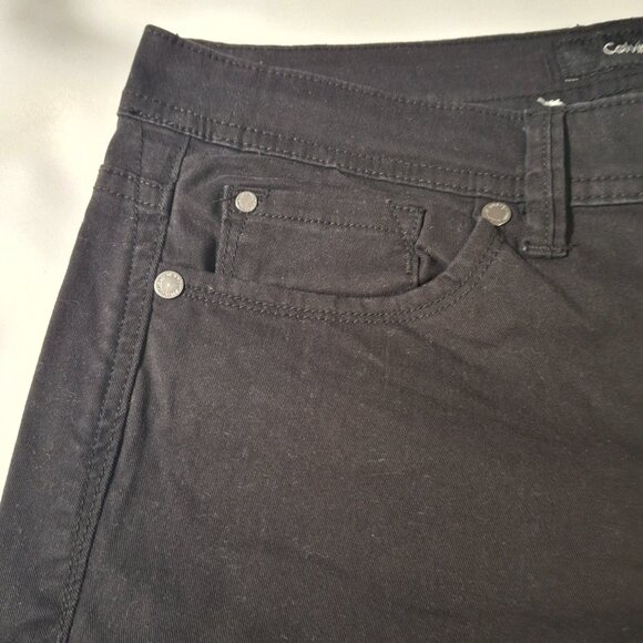 Calvin Klein Womens Mid Rise Pants Size 6 Stretch Straight Leg Black Wash Jeans - Picture 3 of 8